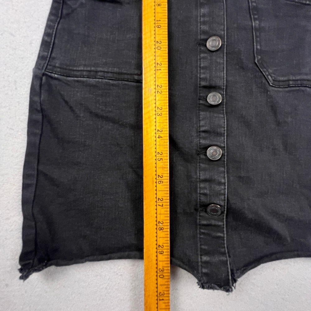 Sky and Sparrow Overall Dress Womens Small Black Denim Button Front Raw Hem Boho - Picture 4 of 11
